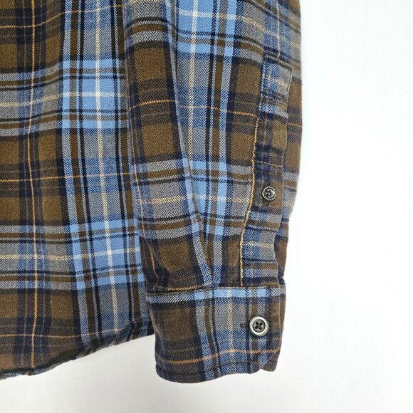 Eddie Bauer Classic Fit Brown and Blue Flannel Shirt, Size S - Picture 4 of 10